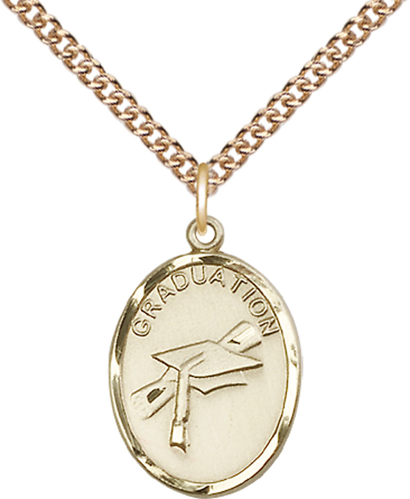 14kt Gold Filled Graduation Pendant on a 24 inch Gold Filled Heavy Curb chain