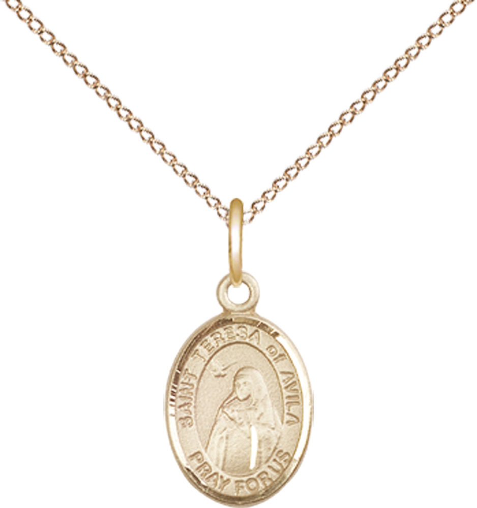 14kt Gold Filled Saint Teresa of Avila Pendant on a 18 inch Gold Filled Light Curb chain