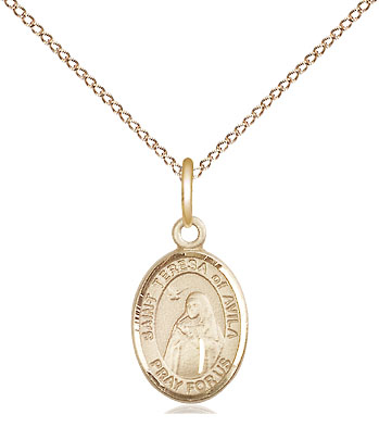 14kt Gold Filled Saint Teresa of Avila Pendant on a 18 inch Gold Filled Light Curb chain