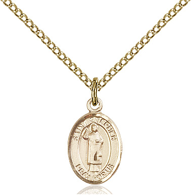 14kt Gold Filled Saint Stephen the Martyr Pendant on a 18 inch Gold Filled Light Curb chain