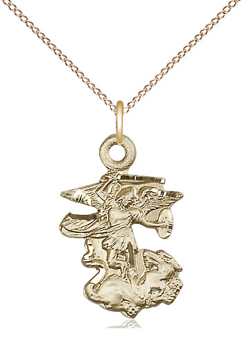 14kt Gold Filled Saint Michael the Archangel Pendant on a 18 inch Gold Filled Light Curb chain