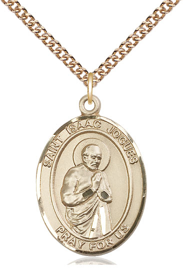 14kt Gold Filled Saint Isaac Jogues Pendant on a 24 inch Gold Filled Heavy Curb chain