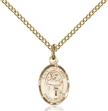 14kt Gold Filled Saint Casimir of Poland Pendant on a 18 inch Gold Filled Light Curb chain