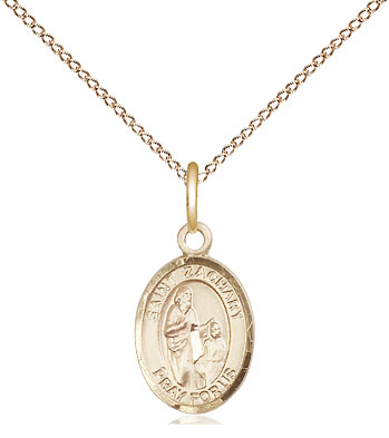 14kt Gold Filled Saint Zachary Pendant on a 18 inch Gold Filled Light Curb chain