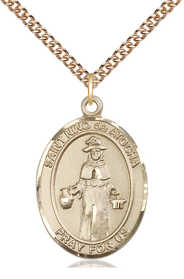 14kt Gold Filled Nino de Atocha Pendant on a 24 inch Gold Filled Heavy Curb chain