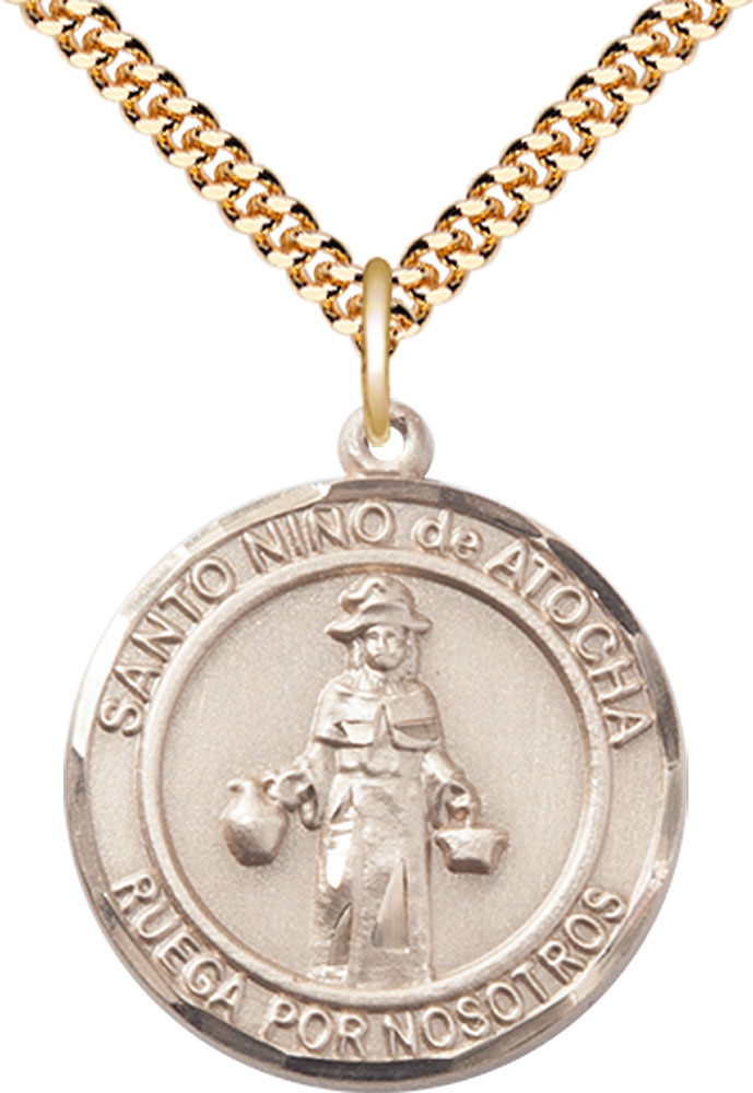 14kt Gold Filled Nino de Atocha Pendant on a 24 inch Gold Filled Heavy Curb chain