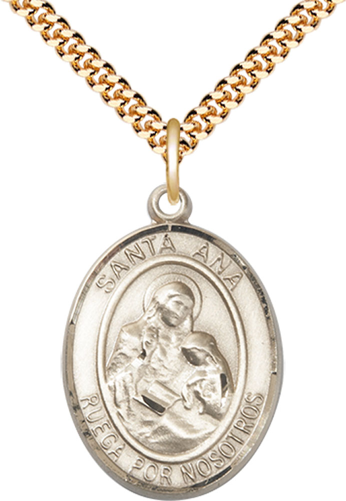 14kt Gold Filled Santa Ana Pendant on a 24 inch Gold Plate Heavy Curb chain