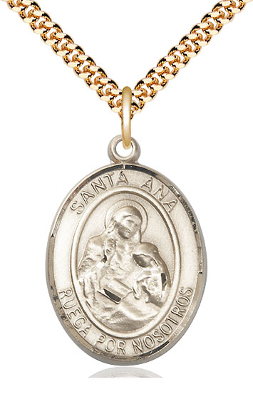 14kt Gold Filled Santa Ana Pendant on a 24 inch Gold Plate Heavy Curb chain