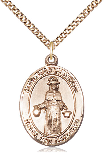 14kt Gold Filled Nino de Atocha Pendant on a 24 inch Gold Filled Heavy Curb chain