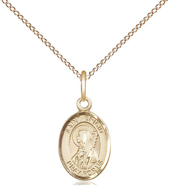 14kt Gold Filled Saint Brigid of Ireland Pendant on a 18 inch Gold Filled Light Curb chain