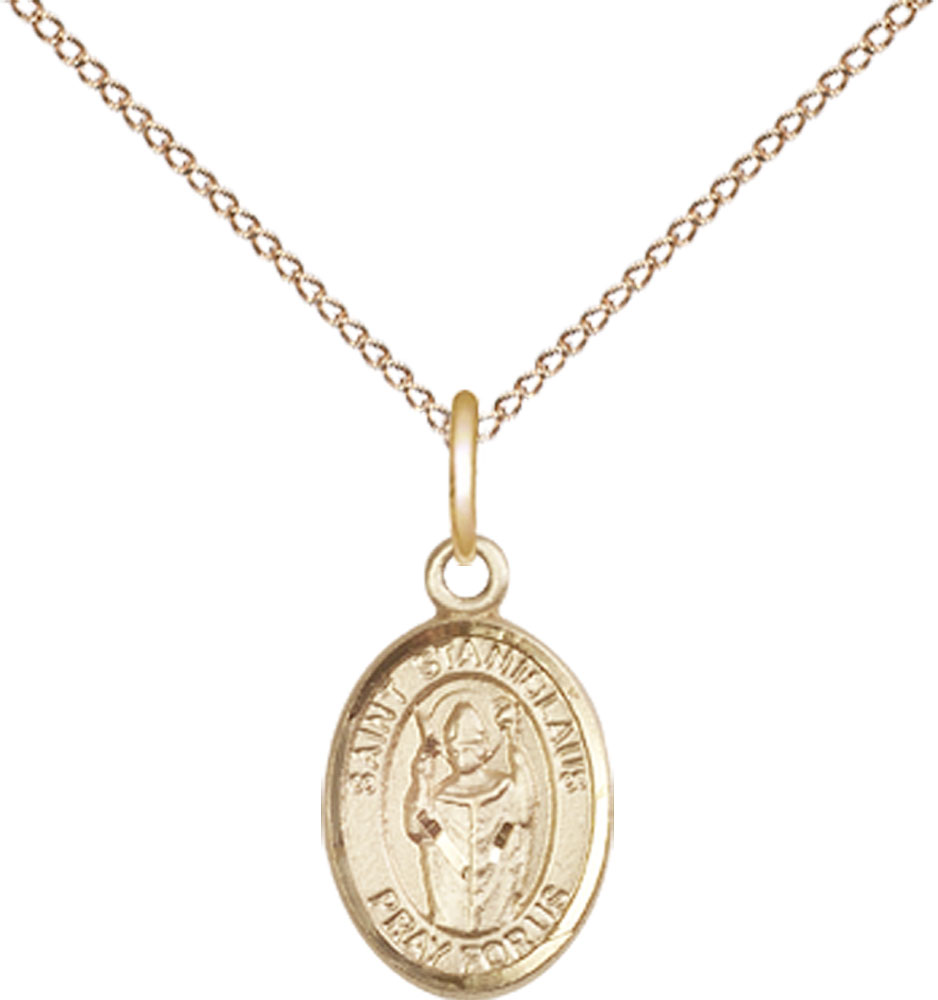 14kt Gold Filled Saint Stanislaus Pendant on a 18 inch Gold Filled Light Curb chain