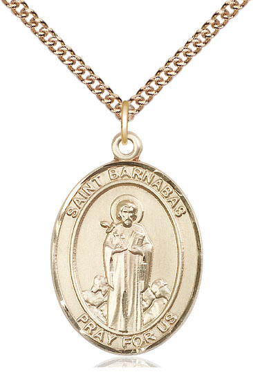 14kt Gold Filled Saint Barnabas Pendant on a 24 inch Gold Filled Heavy Curb chain