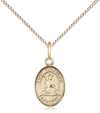 14kt Gold Filled Saint Walburga Pendant on a 18 inch Gold Filled Light Curb chain