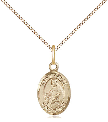 14kt Gold Filled Saint Agnes of Rome Pendant on a 18 inch Gold Filled Light Curb chain