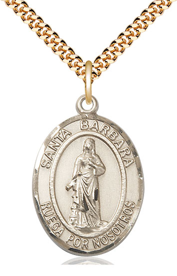 14kt Gold Filled Santa Barbara Pendant on a 24 inch Gold Plate Heavy Curb chain