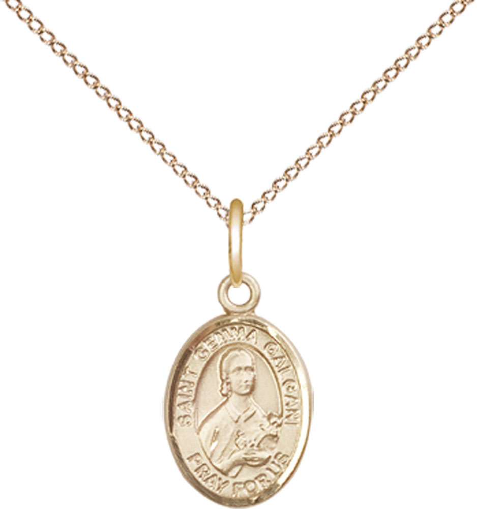 14kt Gold Filled Saint Gemma Galgani Pendant on a 18 inch Gold Filled Light Curb chain