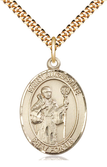 14kt Gold Filled Saint Augustine Pendant on a 24 inch Gold Plate Heavy Curb chain