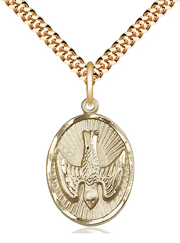 14kt Gold Filled Holy Spirit Pendant on a 24 inch Gold Plate Heavy Curb chain