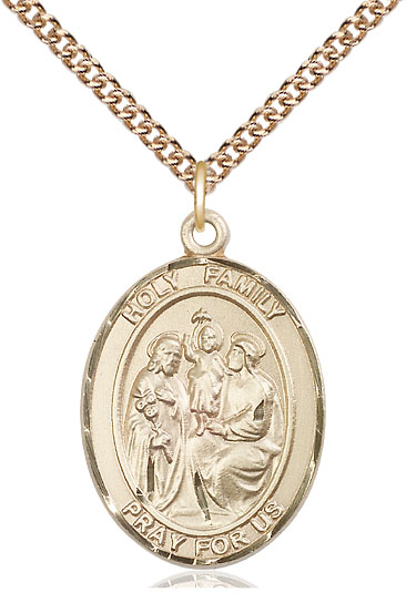 14kt Gold Filled Holy Family Pendant on a 24 inch Gold Filled Heavy Curb chain