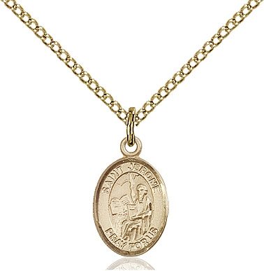 14kt Gold Filled Saint Jerome Pendant on a 18 inch Gold Filled Light Curb chain