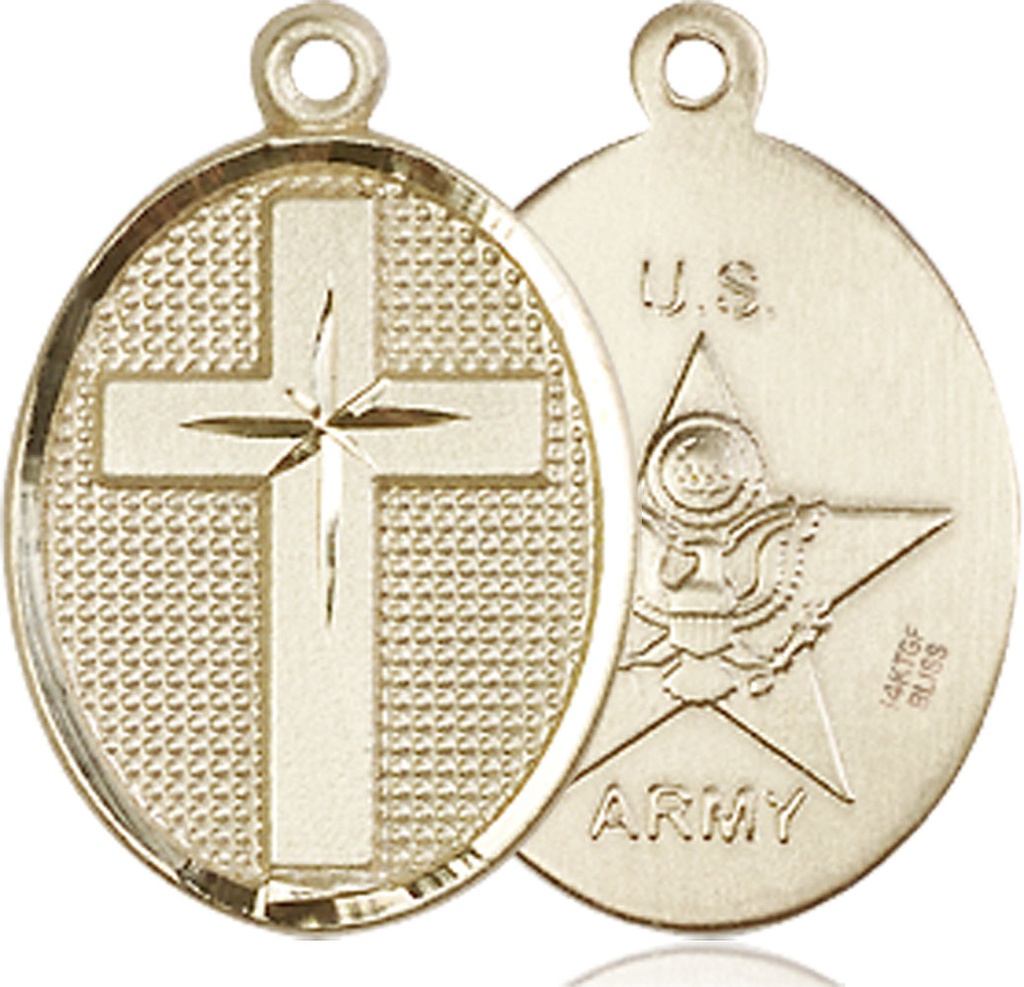 14kt Gold Filled Cross Army Medal