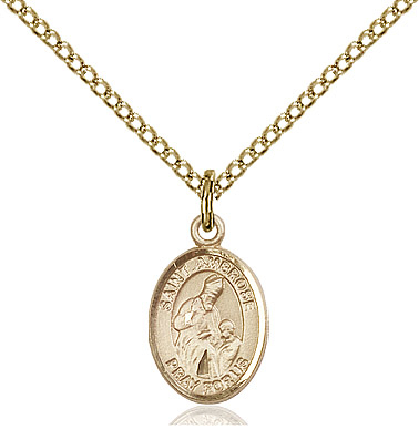 14kt Gold Filled Saint Ambrose Pendant on a 18 inch Gold Filled Light Curb chain