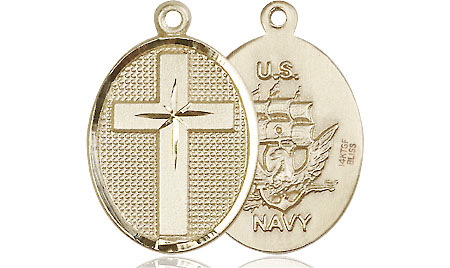 14kt Gold Filled Cross Navy Medal