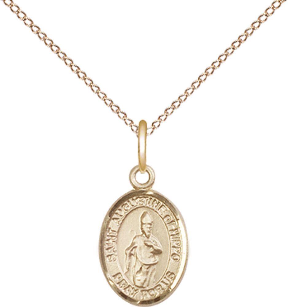 14kt Gold Filled Saint Augustine of Hippo Pendant on a 18 inch Gold Filled Light Curb chain