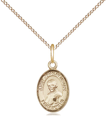 14kt Gold Filled Saint John Neumann Pendant on a 18 inch Gold Filled Light Curb chain