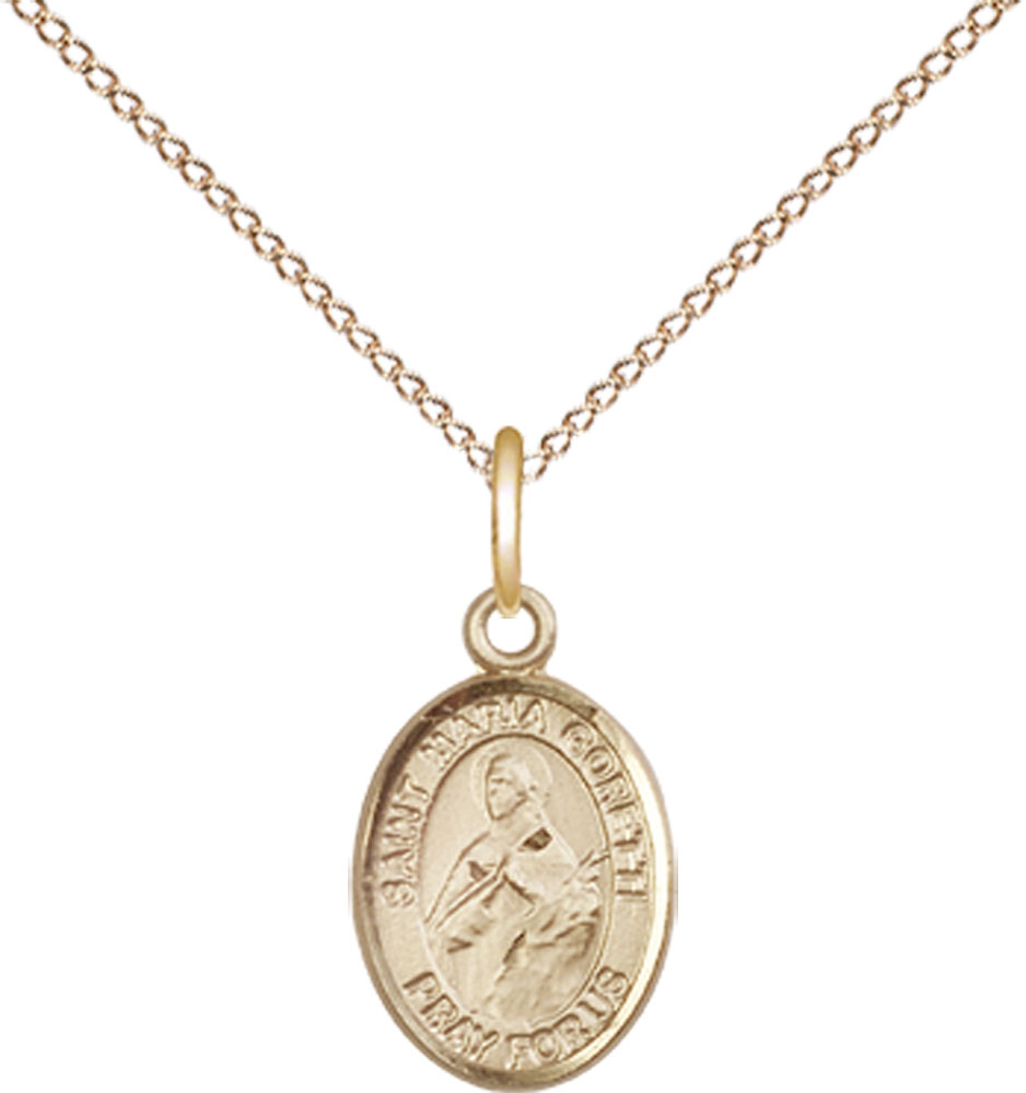14kt Gold Filled Saint Maria Goretti Pendant on a 18 inch Gold Filled Light Curb chain