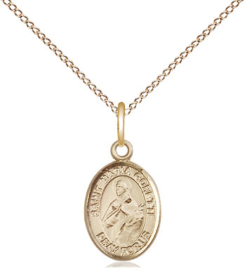 14kt Gold Filled Saint Maria Goretti Pendant on a 18 inch Gold Filled Light Curb chain