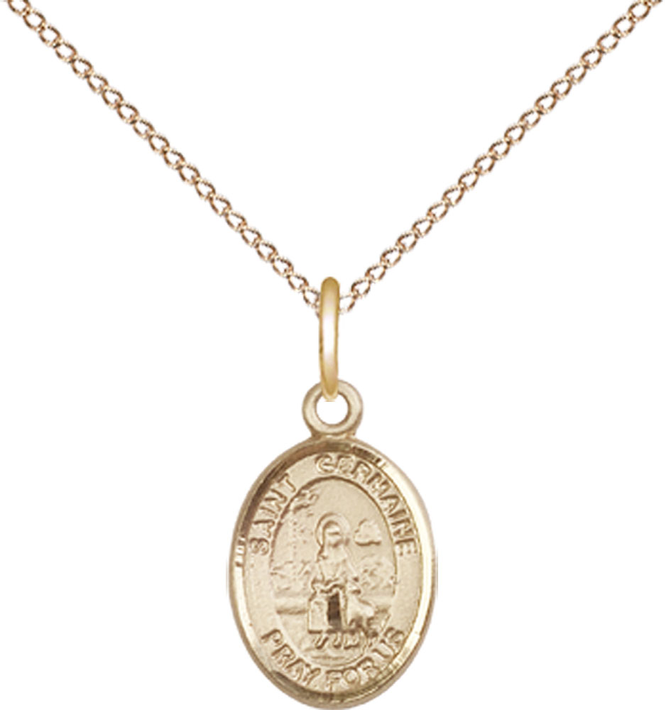 14kt Gold Filled Saint Germaine Cousin Pendant on a 18 inch Gold Filled Light Curb chain