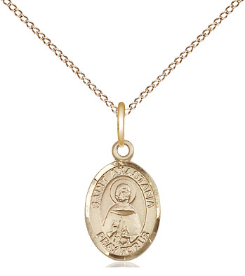 14kt Gold Filled Saint Anastasia Pendant on a 18 inch Gold Filled Light Curb chain