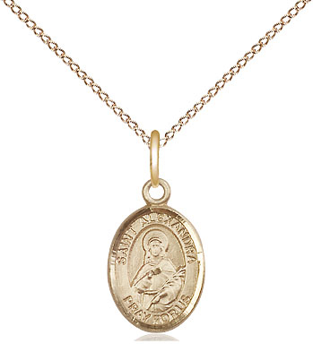 14kt Gold Filled Saint Alexandra Pendant on a 18 inch Gold Filled Light Curb chain