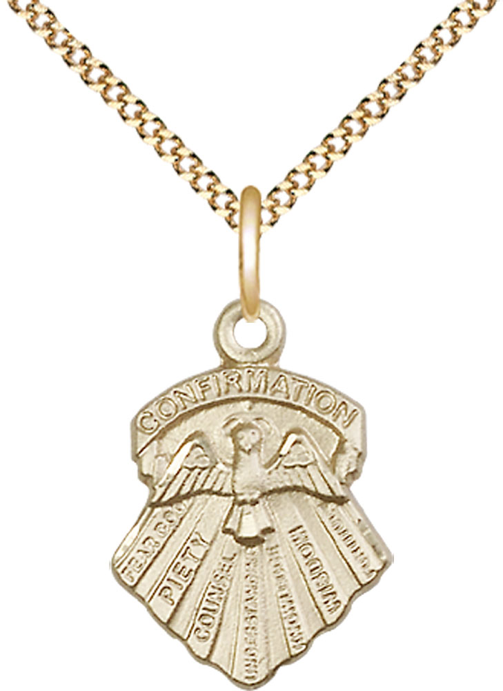 14kt Gold Filled Seven Gifts Pendant on a 18 inch Gold Plate Light Curb chain