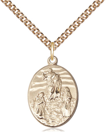 14kt Gold Filled Tranfiguration Pendant on a 24 inch Gold Filled Heavy Curb chain