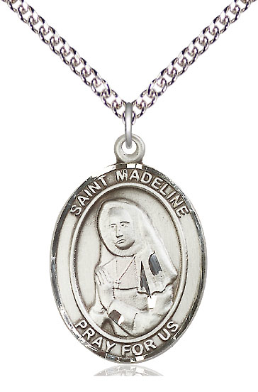 Sterling Silver Saint Madeline Sophie Barat Pendant on a 24 inch Sterling Silver Heavy Curb chain