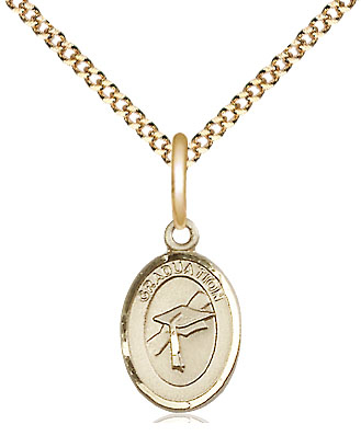 14kt Gold Filled Graduation Pendant on a 18 inch Gold Plate Light Curb chain