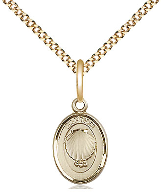 14kt Gold Filled Baptism Pendant on a 18 inch Gold Plate Light Curb chain