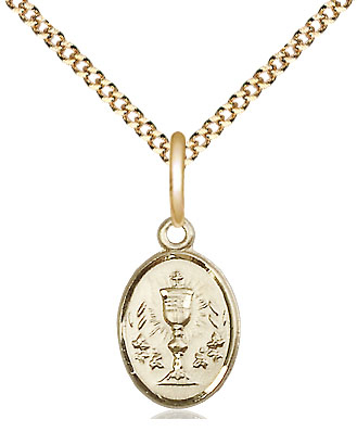 14kt Gold Filled Chalice Pendant on a 18 inch Gold Plate Light Curb chain