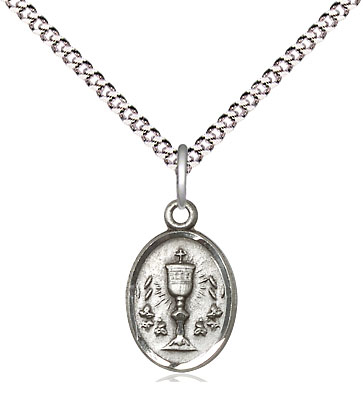 Sterling Silver Chalice Pendant on a 18 inch Light Rhodium Light Curb chain