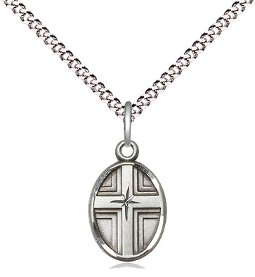 Sterling Silver Cross Pendant on a 18 inch Light Rhodium Light Curb chain