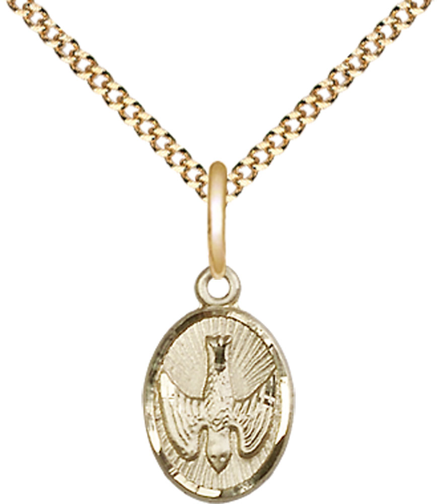 14kt Gold Filled Holy Spirit Pendant on a 18 inch Gold Plate Light Curb chain
