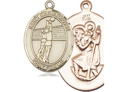 14kt Gold Saint Christopher Volleyball Medal
