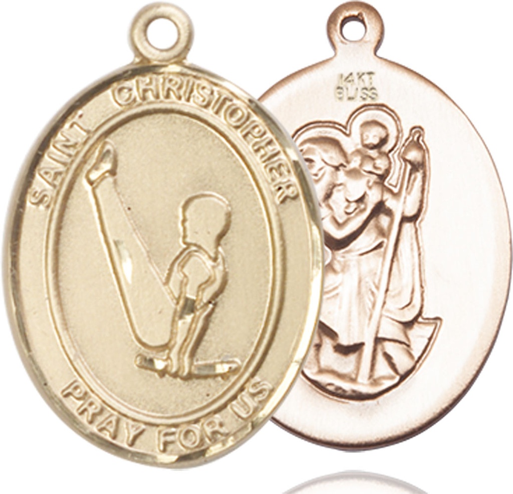 14kt Gold Saint Christopher Gymnastics Medal