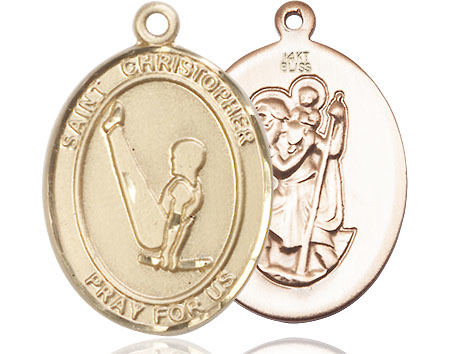 14kt Gold Saint Christopher Gymnastics Medal