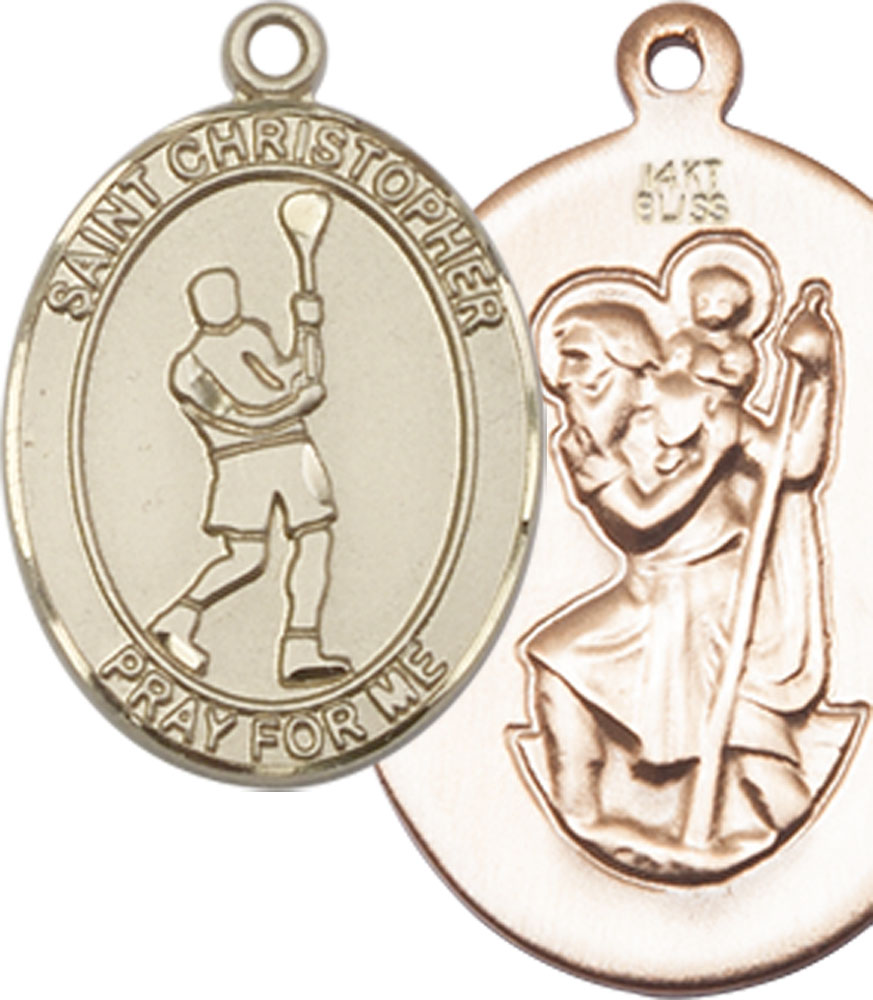 14kt Gold Saint Christopher Lacrosse Medal