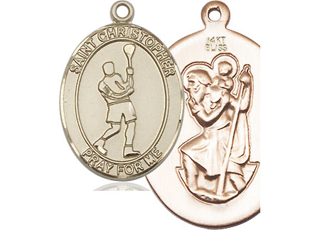 14kt Gold Saint Christopher Lacrosse Medal