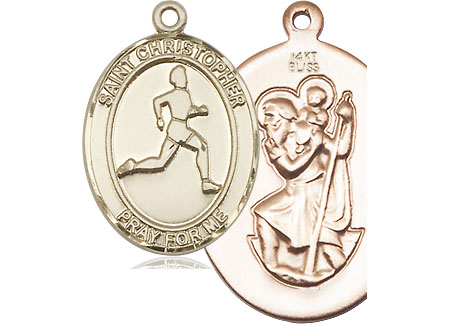 14kt Gold Saint Christopher Track&amp;Field Medal