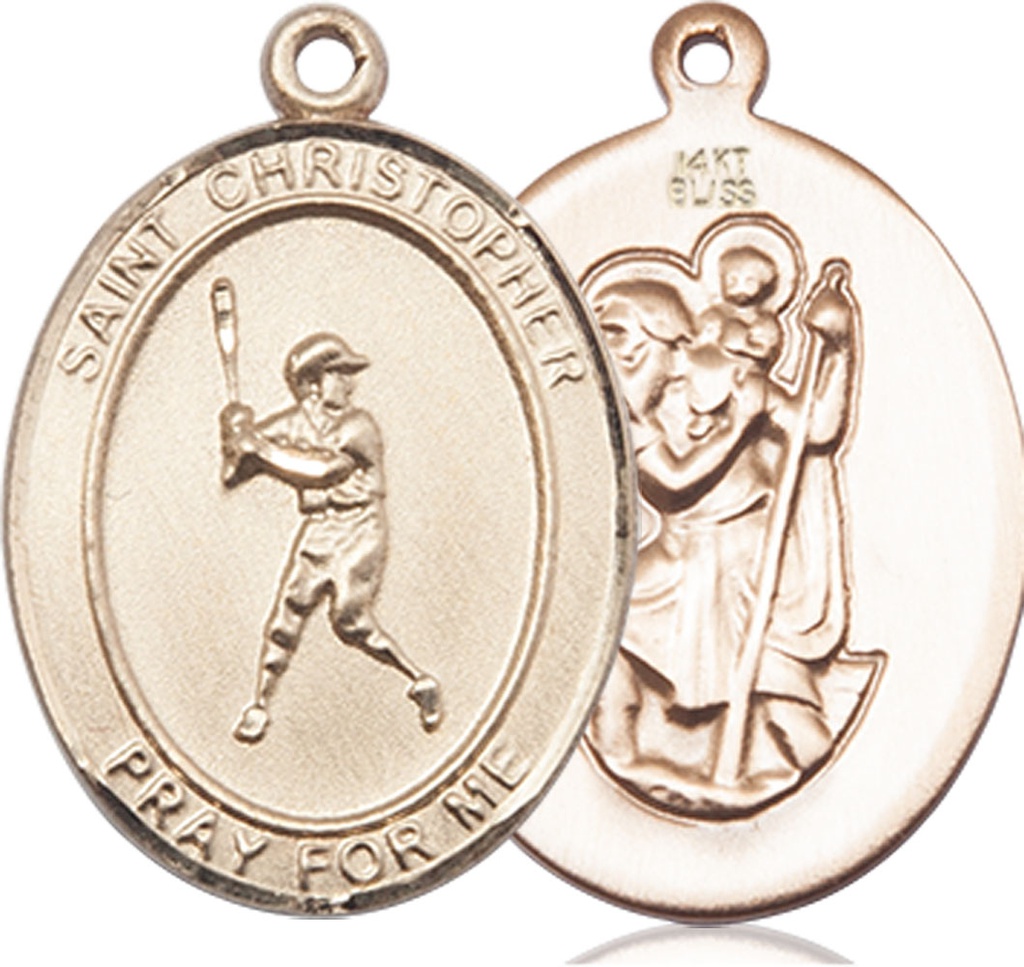 14kt Gold Saint Christopher Baseball Medal